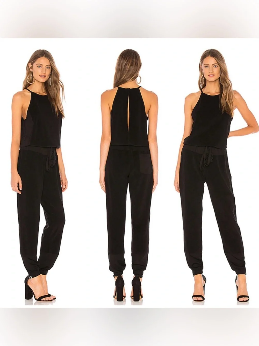 YFB by Young Fabulous & Broke Diego Linen Blend Black Jumpsuit Size Medium